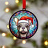 French Bulldog Grey in Santa Hat Suncatcher Decoration